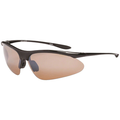 Optic Nerve ONE Tightrope Polarized Sunglasses: Shiny Black with Brown Silver Flash Lens