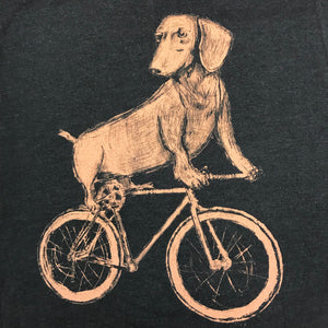 Dachshund on a Bicycle T-Shirt, Men's/Unisex, Black