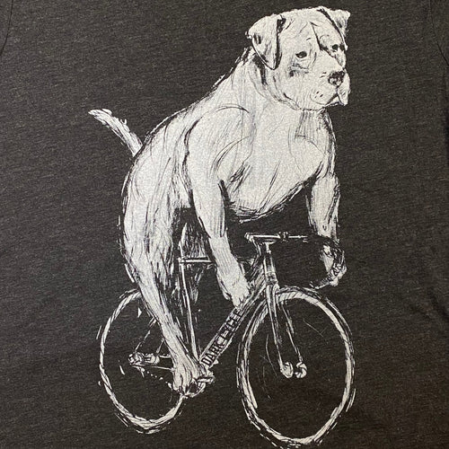 Pitbull on a Bicycle T-Shirt, Men's/Unisex, Black
