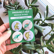 Dinosaurs on Bikes Fridge Magnets  (set of 4)