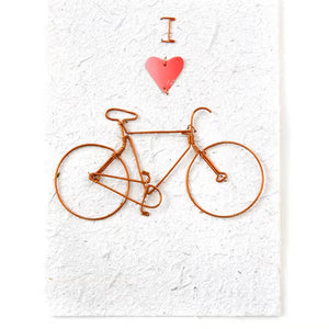 Recycled Metal "I Love Bicycles" Note Card