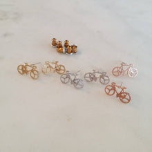 Bicycle Stud Earrings, Gold or Silver