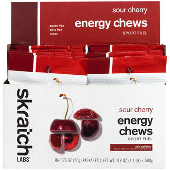 Skratch Labs Energy Chews Sport Fuel - Caffeinated Sour Cherry