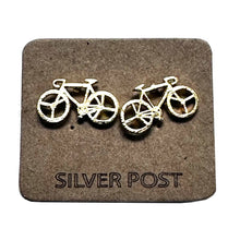 Bicycle Stud Earrings, Gold or Silver