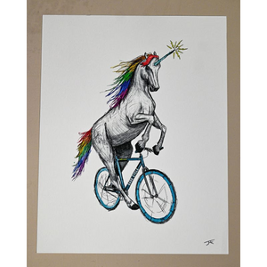 Unicorn on a Bike 11" x 14" Print