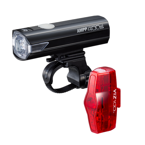 CatEye Combo Kit Headight Taillight AMPP400S / ViZ100 USB Rechargeable Light Set