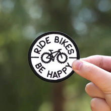 Ride Bikes Be Happy Iron-On Embroidered Patch