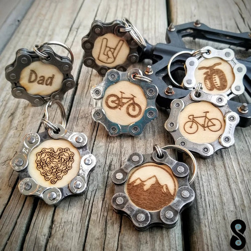 Tinkering Cyclist Upcycled Chain Bicycle-Themed Keychains