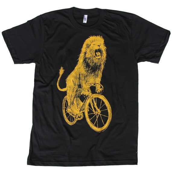 Lion on a Bicycle T-Shirt, Men's, Black