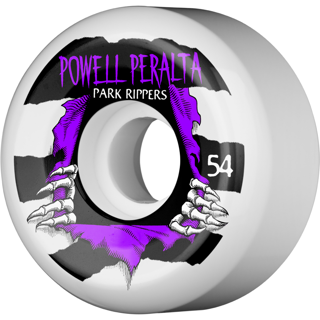 Powell Peralta Ripper 104A Skateboard Wheels Purple, Black & White 54mm 4-Pack
