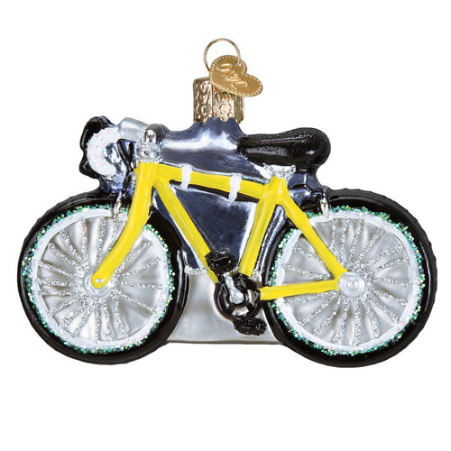 Road Bike Blown Glass Holiday Ornament