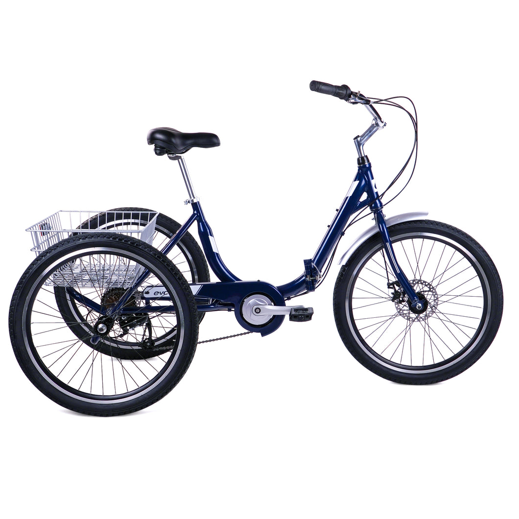 Evo Latitude Foldable Trike, Adult Tricycle, Navy Blue