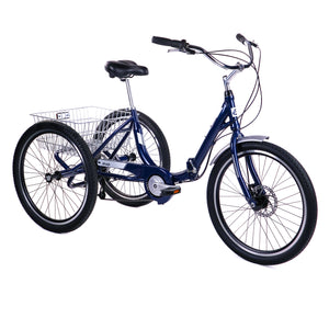 Evo Latitude Foldable Trike, Adult Tricycle, Navy Blue