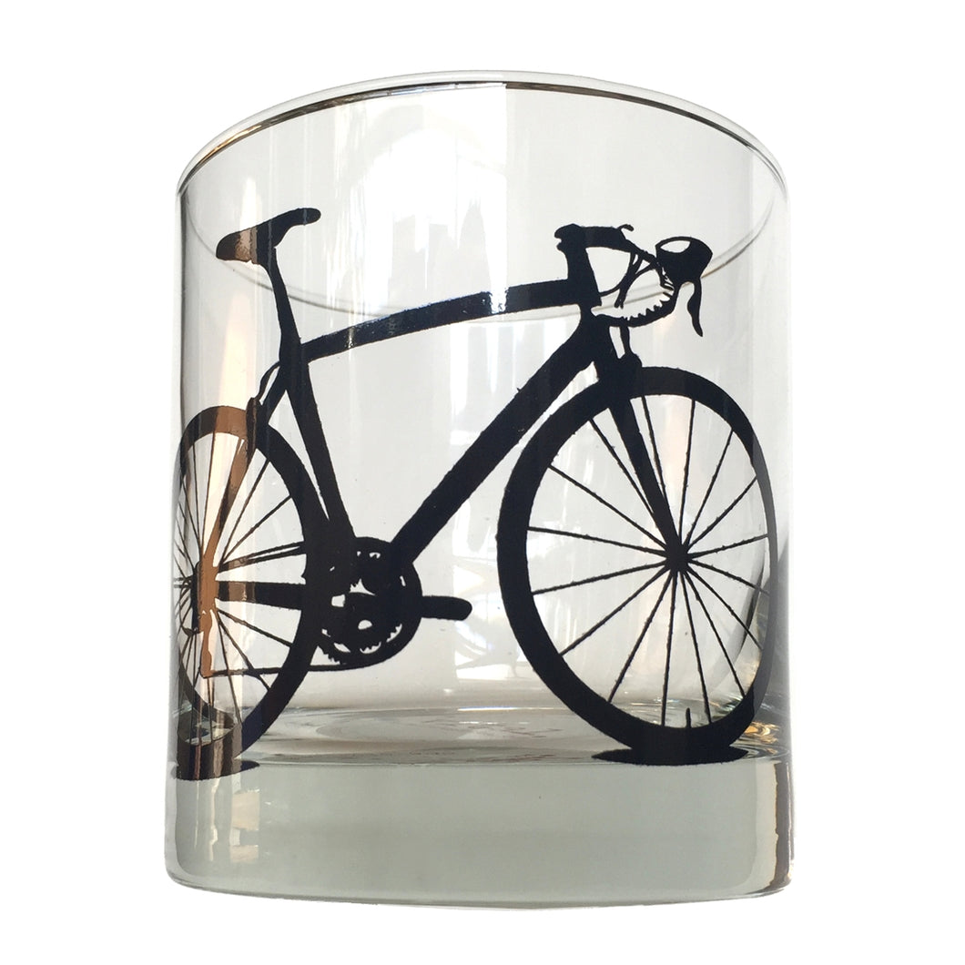 Rocks Glass with Bicycle Screenprint