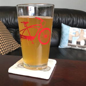 Pint Glass with Bicycle Screenprint