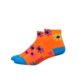 DeFeet Aireator 2" Flower Power Hi Vis Orange / Process Blue Socks