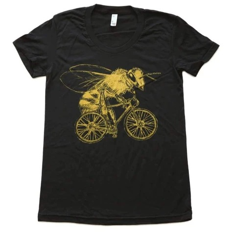 Bee on a Bicycle T-Shirt, Black