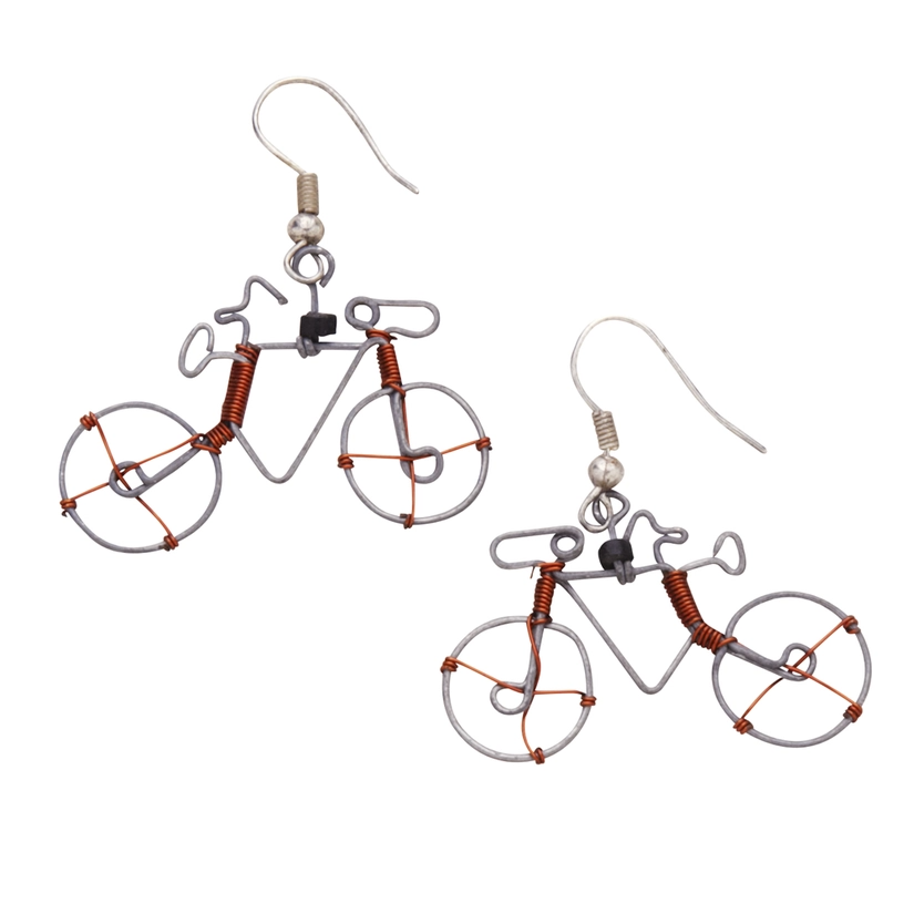 Whimsical Wire Bicycle Earrings