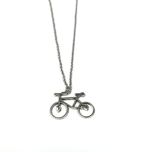 Bicycle Charm Necklace w/ Stainless Steel Chain