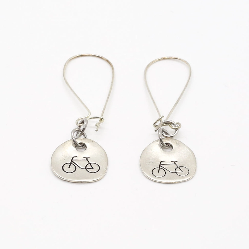 Drop Hoop Bike Earrings