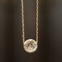 Stamped Circle Necklace, Bicycle or Buffalo