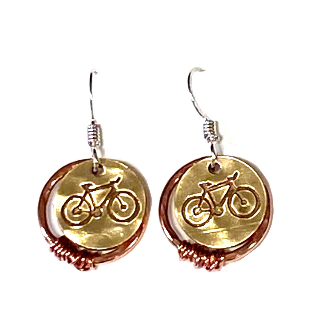 Live Life to the Limit Copper and Brass Bicycle Earrings