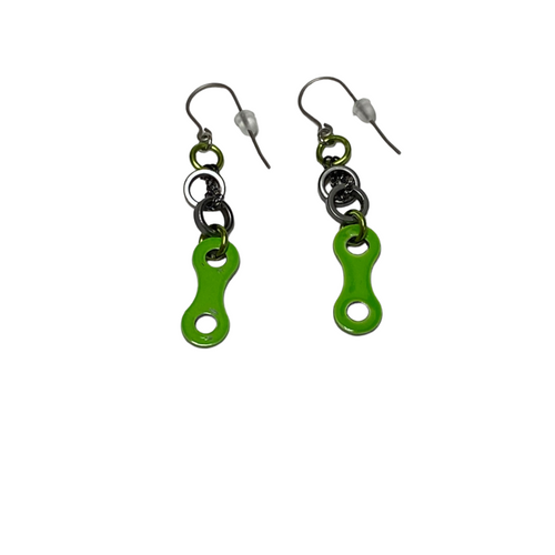 Colorful Recycled Bicycle Chain Earrings