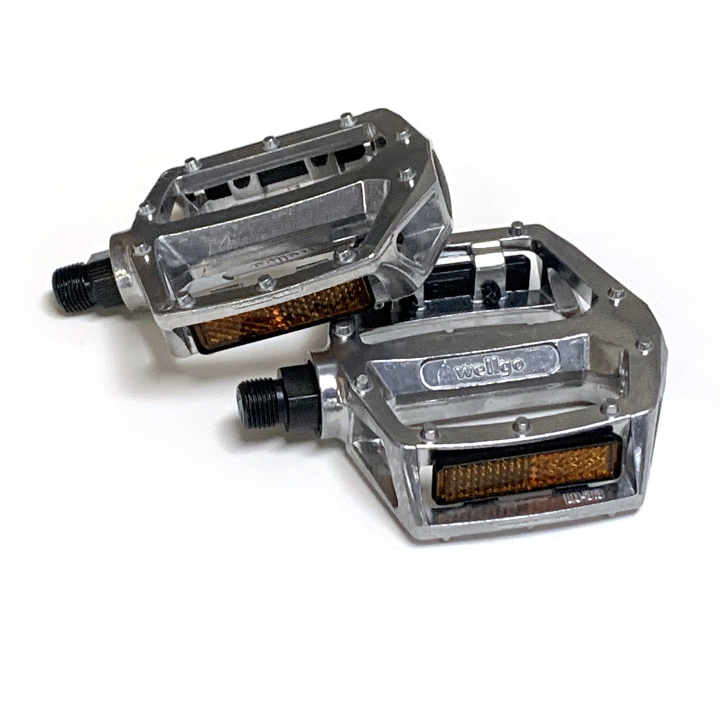 wellgo platform pedals Wellgo LU-313 Aluminum Platform Pedal, 9/16 Spindle, Silver