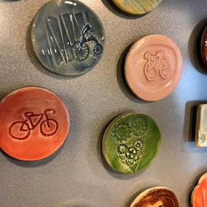 Bicycle-Themed Ceramic Magnets