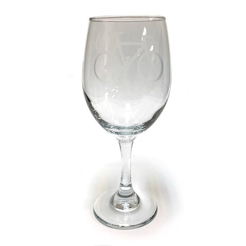 Bicycle-Etched 8-Inch Stemmed Wine Glass