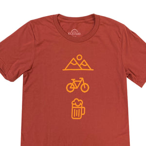 Mountain Bike Beer T-Shirt from Kickstand Culture, Rust, Unisex