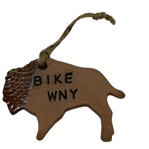 Ceramic Holiday Ornament, Buffalo Bicycle Themed [FINAL SALE]