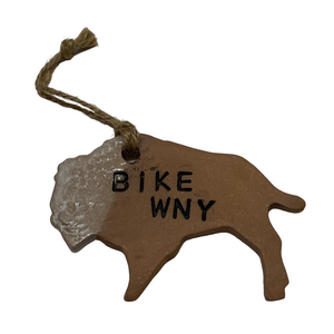 Ceramic Holiday Ornament, Buffalo Bicycle Themed