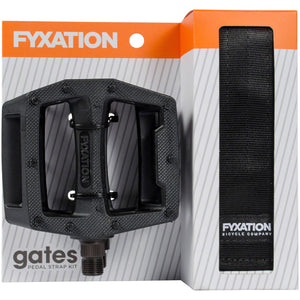 Fyxation Pedal and Strap Kit Pedals - Platform, Plastic, 9/16", Black