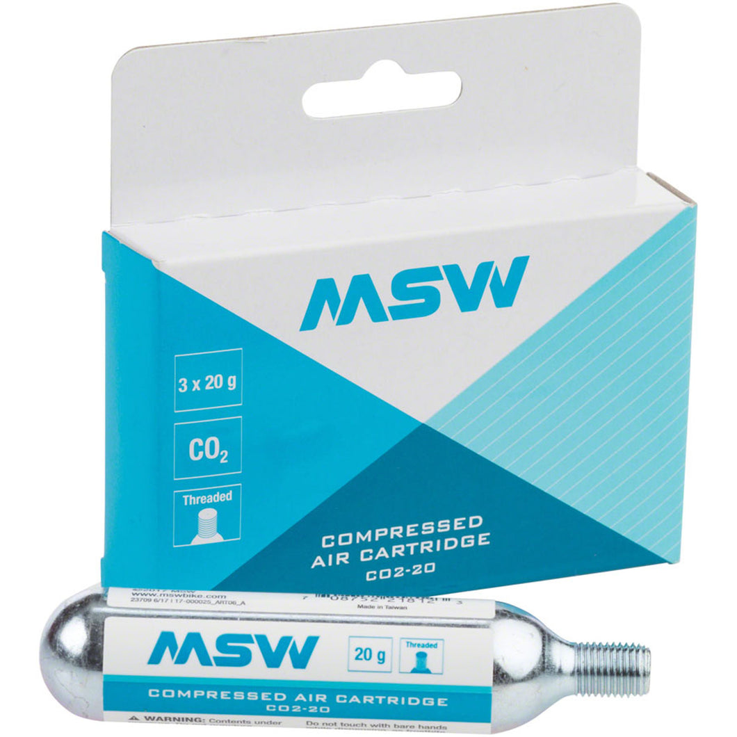 MSW 20g Threaded CO2 Cartridge, 3-Pack