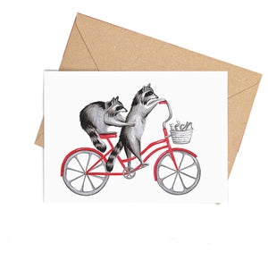 Animals Riding a Bicycle Card