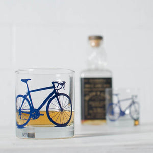 Rocks Glass with Bicycle Screenprint