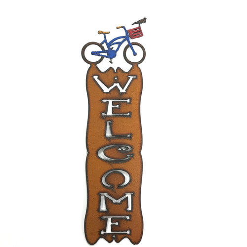 Metal Bicycle Welcome Sign