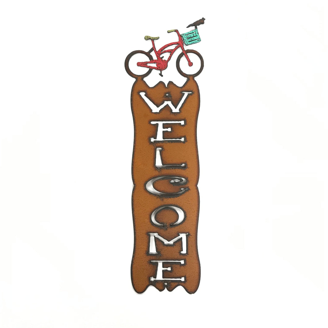 Metal Bicycle Welcome Sign