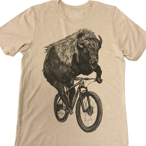 Buffalo on a Bicycle T-Shirt , Men's, Oatmeal