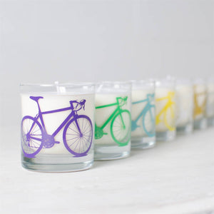 Soy Candle in Reusable Rocks Glass with Bicycle Screenprint