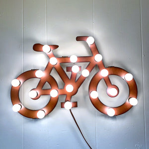 Rustic Illuminated Bike Wall Decoration